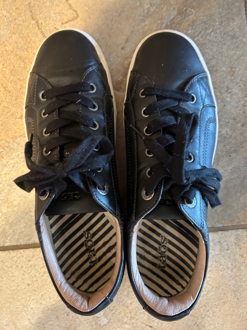 Taos Footwear Black Leather Sneakers with White Soles - Picture 2 of 6
